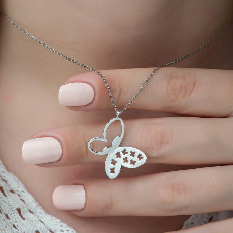 Silver Butterfly Women's Necklace