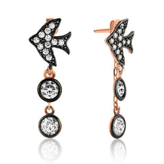 Silver Chain Swallow Earring