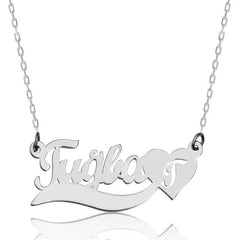 Silver Personalized Name Love Necklace