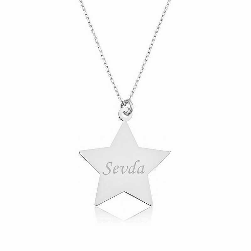 Silver Personalized Name Star Necklace