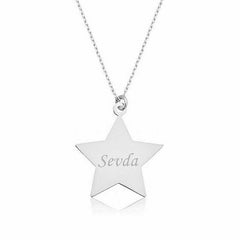 Silver Personalized Name Star Necklace