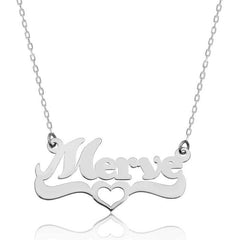 Silver Personalized Heart Name Necklace