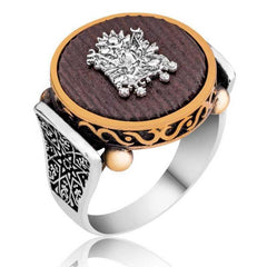 Bague pour homme en argent avec armoiries ottomanes Kuka Tree