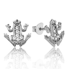 Silver Frog Stud Earrings