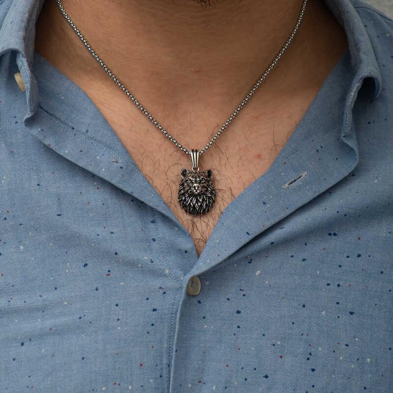 Silver Wolf Head Necklace