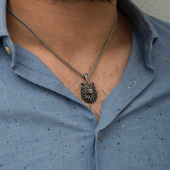 Silver Wolf Head Necklace