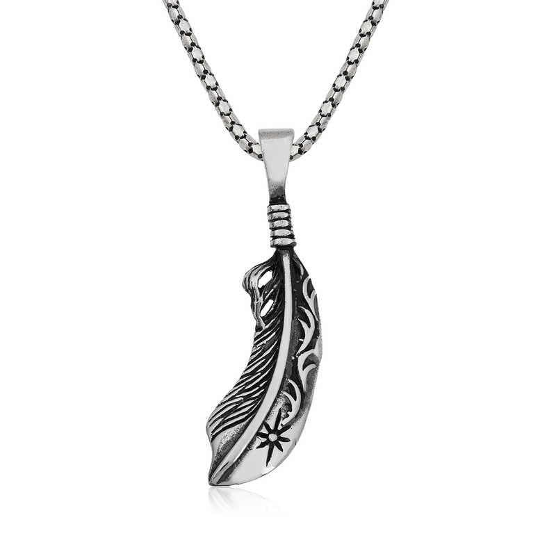 Silver Bird Feather Necklace