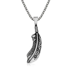 Silver Bird Feather Necklace