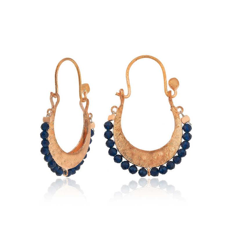Silver Navy Blue Stone Bohemian Earrings