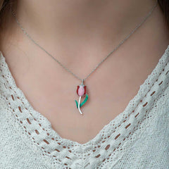 Collier Tulipe en Argent pour Femme 