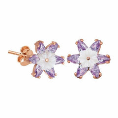 Silver Lilac Lotus Flower Earrings