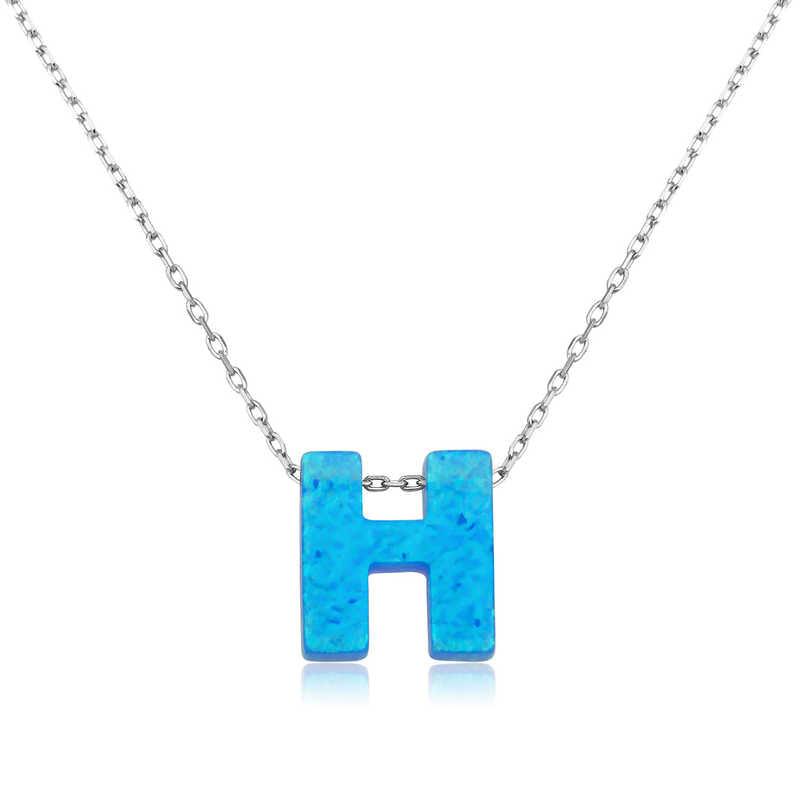 Silver Opal Letter Women's Necklace