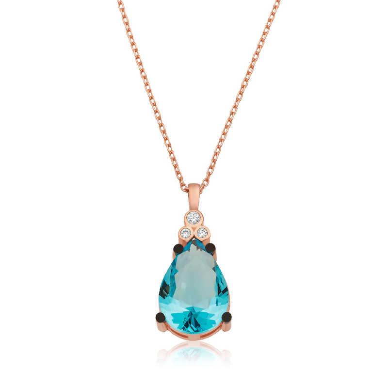 Silver Blue Topaz Drop Women's Necklace