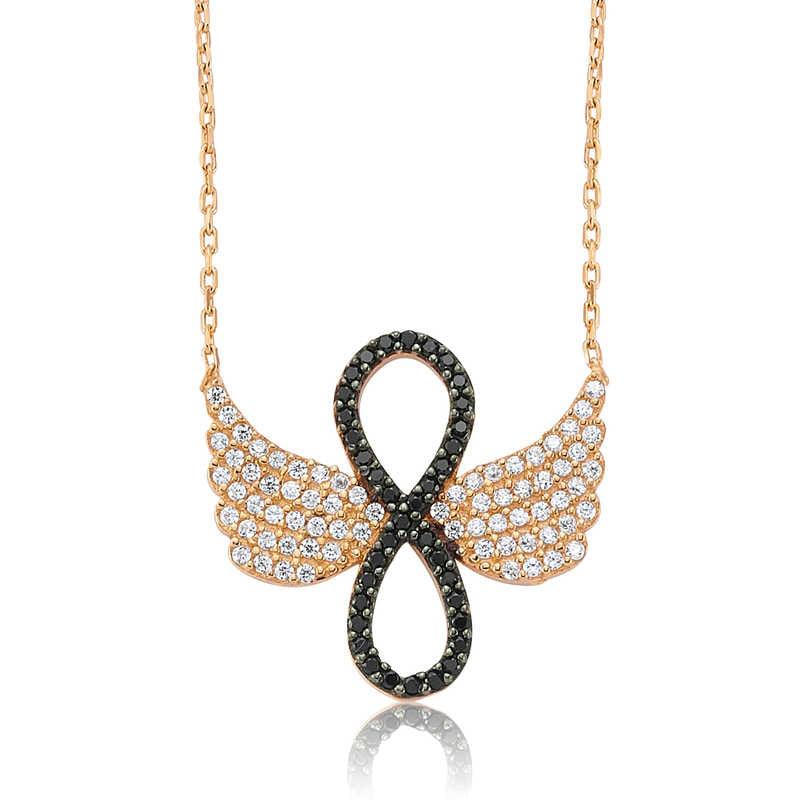 Silver Angel Wing Infinity Necklace for Women