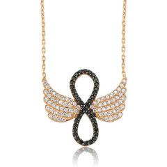 Silver Angel Wing Infinity Necklace for Women