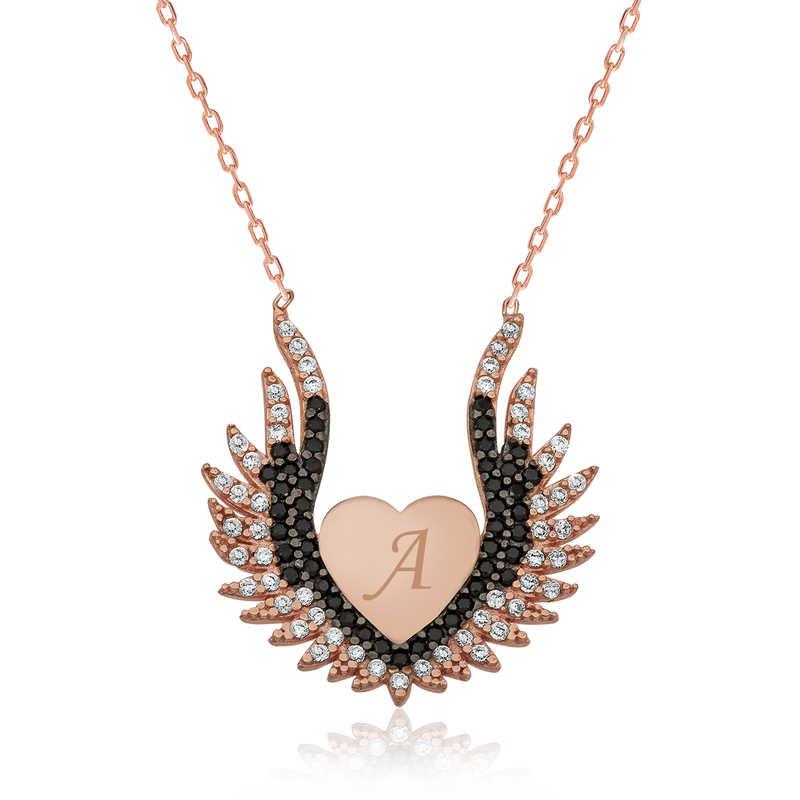 Silver Heart Angel Wing Women's Necklace