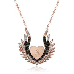 Silver Heart Angel Wing Women's Necklace