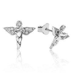 Boucles d'oreilles à tige en argent avec ange