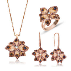 Silver Violet Flower Women Set