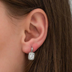 Silver Mengecli Emerald Cut Earrings
