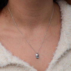 Silver Mystic Topaz Stone Cute Cat Necklace