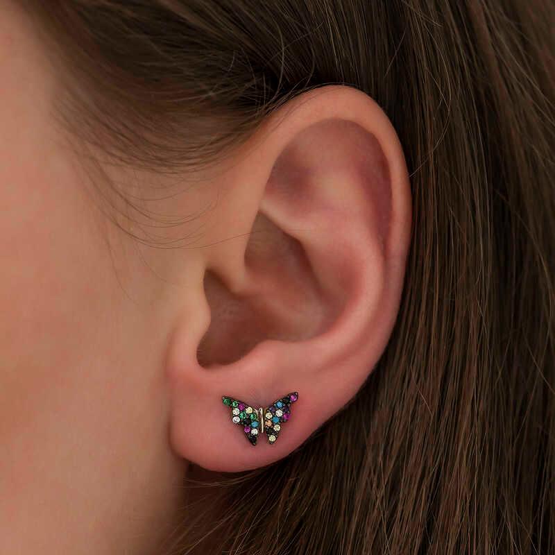 Silver Mix Butterfly Earrings
