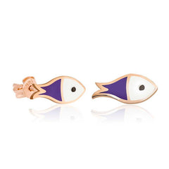 Silver Purple Fish Earrings