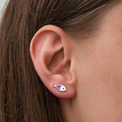 Silver Purple Fish Earrings