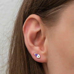 Silver Purple Fish Earrings