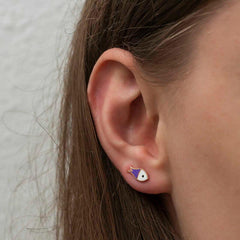 Silver Purple Fish Earrings