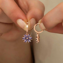 Silver Purple Flower Women's Earrings