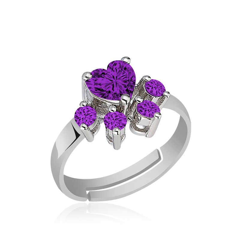 Silver Purple Cat Paw Ring