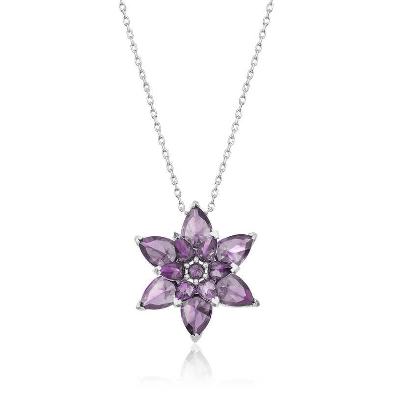 Silver Purple Lotus Flower Women's Necklace