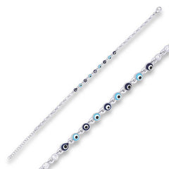 Silver Evil Eye Beaded Bracelet