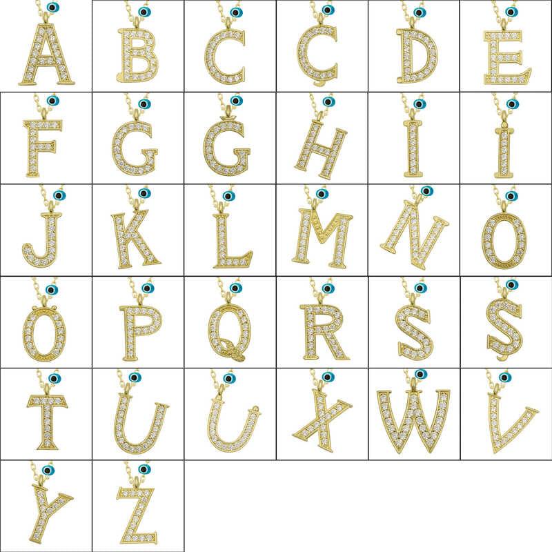 Silver Evil Eye Gold Letter D Women's Necklace