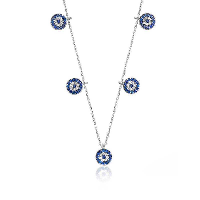 Collier porte-bonheur en argent avec mauvais œil
