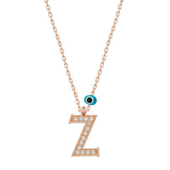 Silver Evil Eye Rose Z Letter Women's Necklace