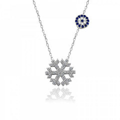 Collier flocon de neige mauvais œil en argent pour femme