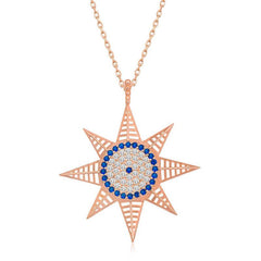 Silver Rose Evil Eye Polar Star Women's Necklace