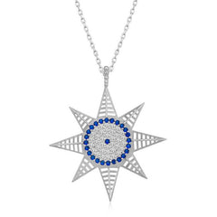 Silver Evil Eye Polar Star Women's Necklace