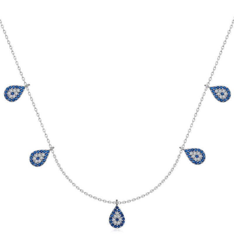 Silver Evil Eye Lucky Women's Necklace