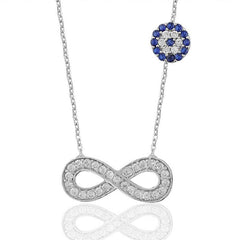 Collier femme argent mauvais œil infini