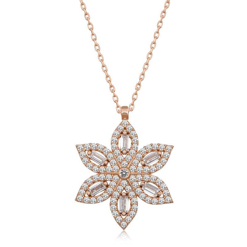 Silver Rose Narcissus Flower Women's Necklace