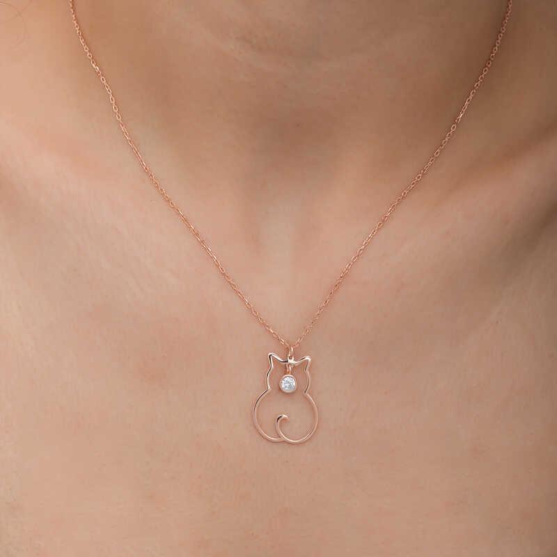 Silver April Birthstone Catwoman Necklace