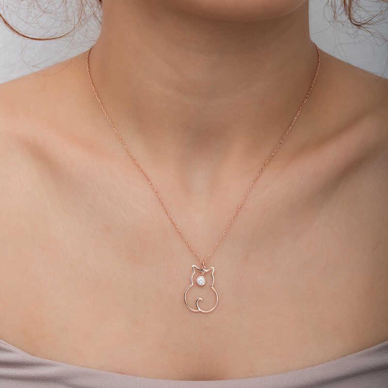 Silver April Birthstone Catwoman Necklace