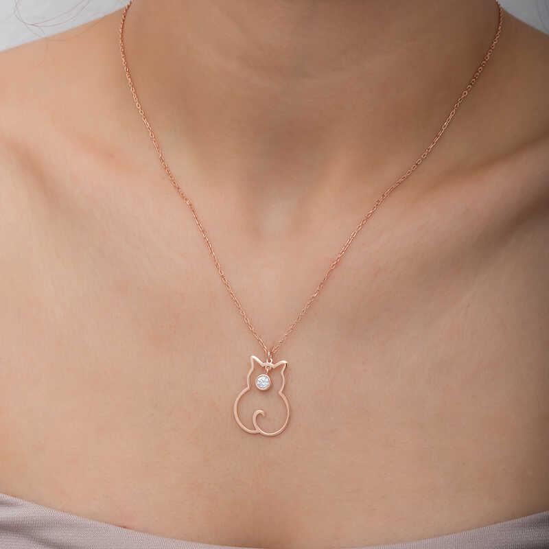 Silver April Birthstone Catwoman Necklace