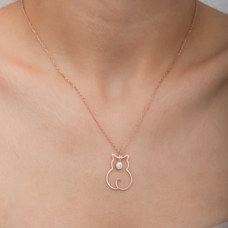 Silver April Birthstone Catwoman Necklace