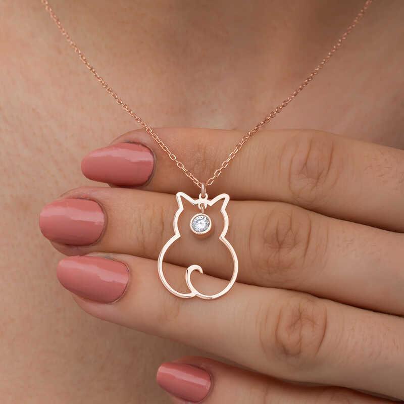 Silver April Birthstone Catwoman Necklace