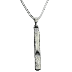 Silver Oxidized Earthquake Whistle Necklace