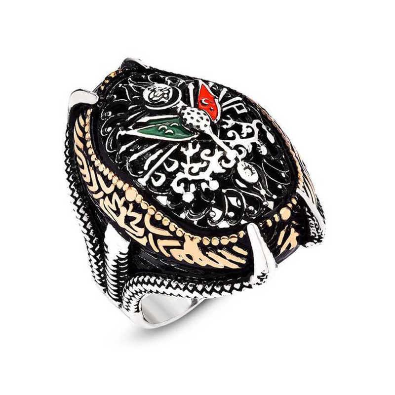 Silver Ottoman State Coat of Arms Claw Men's Ring